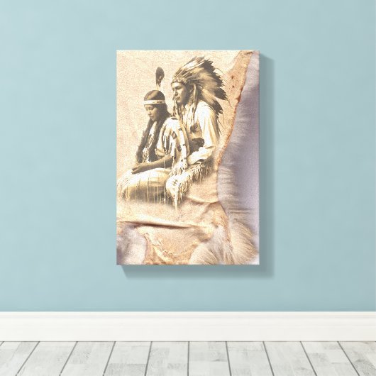 Inheems Amerikaans paar gewikkeld canvas (Insitu (Houten vloer))