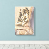 Inheems Amerikaans paar gewikkeld canvas Afdruk (Insitu (Houten vloer))
