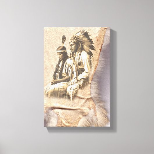 Inheems Amerikaans paar gewikkeld canvas Afdruk (Voorkant)