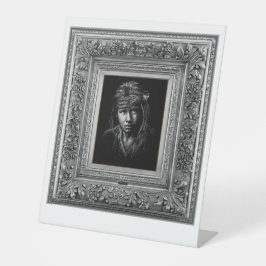 Inheems Amerikaans. Reclamebord Met Voetstuk