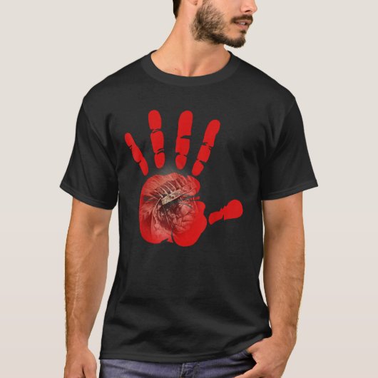 Inheems Amerikaans Rood Hand Indisch Bloed T T-shirt (Voorkant)