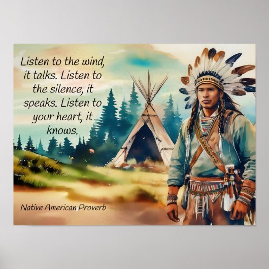 Inheems Amerikaans spreekwoord Luister naar de win Poster (Voorkant)