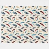 Inheems Amerikaans Zuidwest Veer Patroon Fleece Deken (Voorkant (Horizontaal))