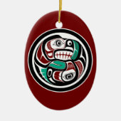 Inheems-Amerikaanse Rood Zwart Kunst Otter Zalm Keramisch Ornament (Voorkant)