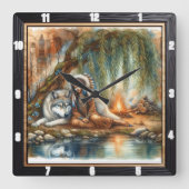 Inheems Indiaans bos: een moment van stilte Vierkante Klok (Voorkant)