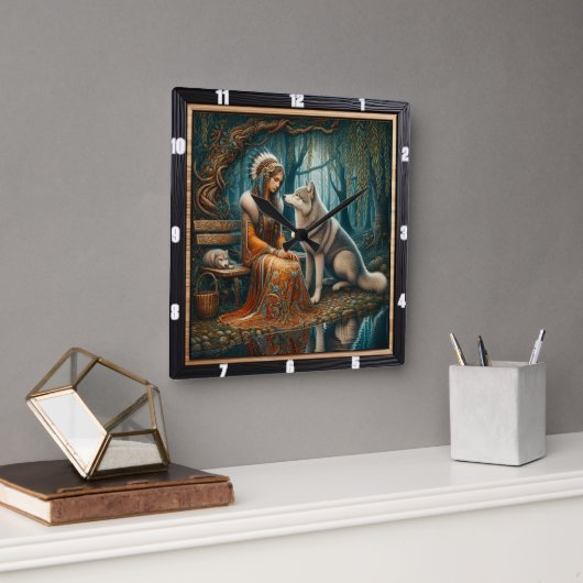 Inheems Indiaans bos: een moment van stilte Vierkante Klok (Kantoor)