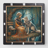 Inheems Indiaans bos: een moment van stilte Vierkante Klok (Voorkant)