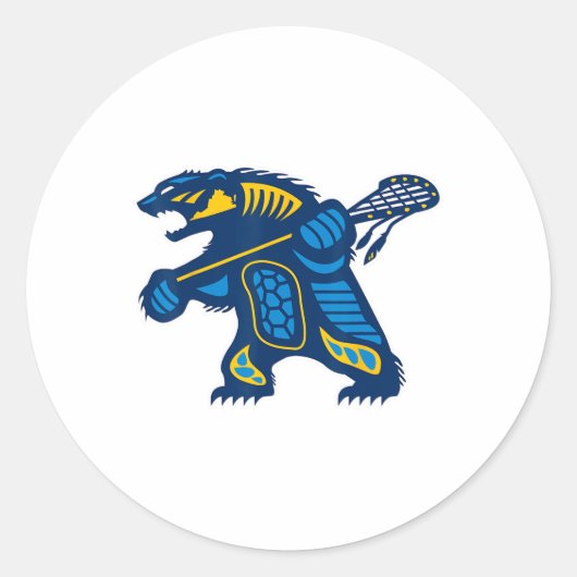 Inheems lacrosse Beer Ronde Sticker (Voorkant)