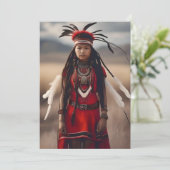 Inheems meisje een portret feestdagenkaart (Staand voorkant)