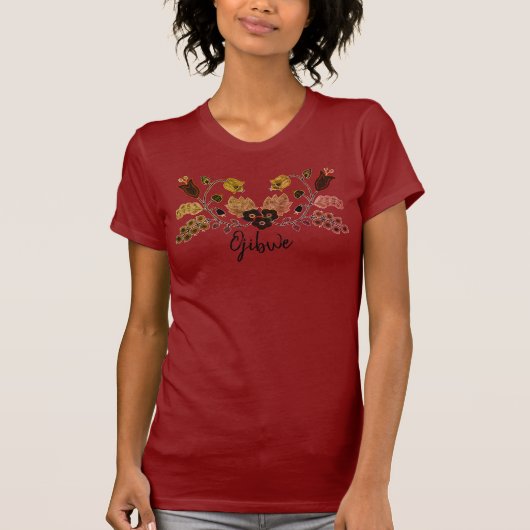Inheems Ojibwe Vloer Rood voor vrouwen met kruisbe T-shirt (Voorkant)