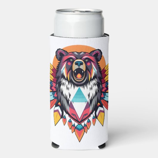 Inheems versierd Beer Seltzer Blikjeskoeler (Seltzer Voorkant)