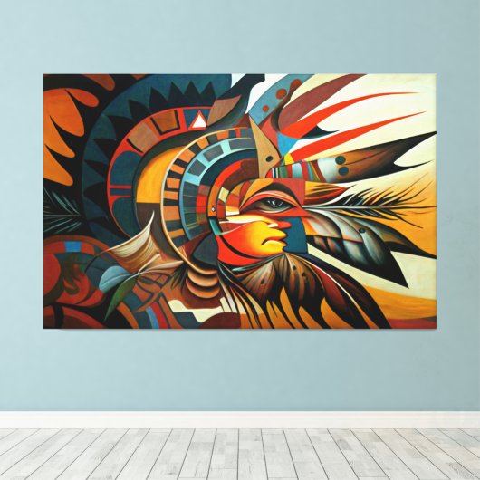 Inheemse Abstracte kunst, Indiaanse kunst Canvas Afdruk (Insitu (Houten vloer))