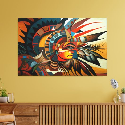 Inheemse Abstracte kunst, Indiaanse kunst Canvas Afdruk (Insitu (Woonkamer))