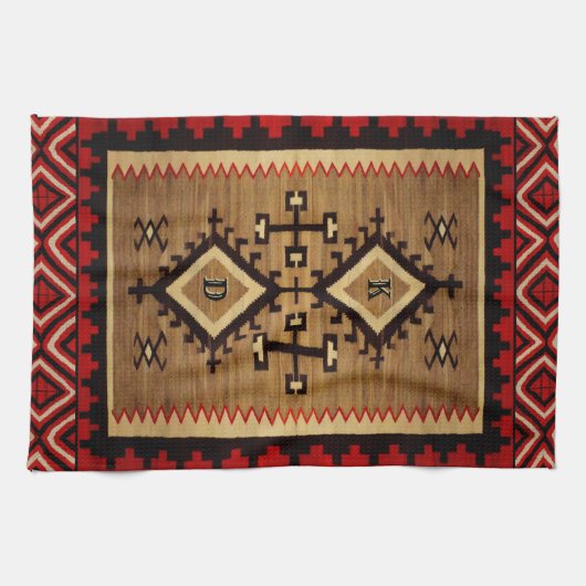 Inheemse am. Ontwerp met/uit-Initialen Theedoek (Horizontaal)