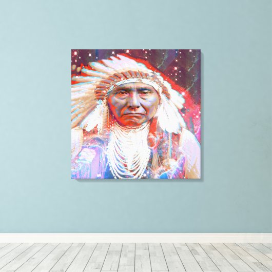 Inheemse Amerikaan Crazy Horse Canvas Afdruk (Insitu (Houten vloer))