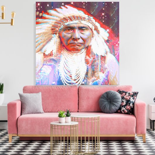 Inheemse Amerikaan Crazy Horse Canvas Afdruk (Insitu (Woonkamer))