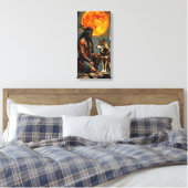 Inheemse Amerikaan en Wolf Canvas Afdruk (Insitu (Slaapkamer))