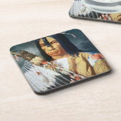 Inheemse Amerikaans hoofd van het Canadese volk Bier Onderzetter (Linkerzijde)