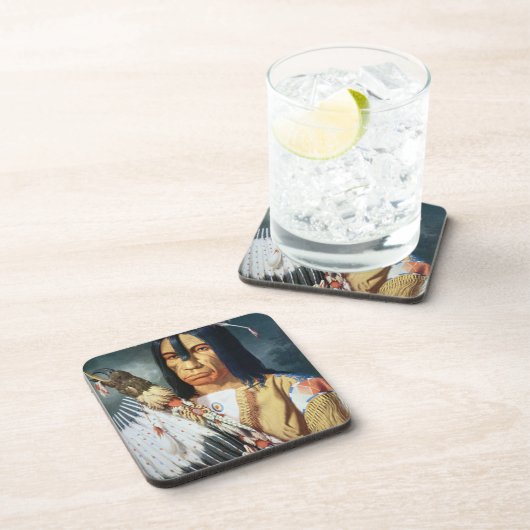 Inheemse Amerikaans hoofd van het Canadese volk Bier Onderzetter (Rechterzijde)