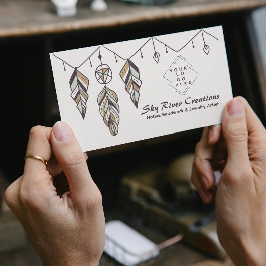 Inheemse Amerikaanse Boho Feather ambachtslieden Visitekaartje