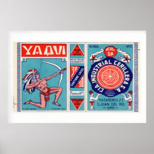 Inheemse Amerikaanse Boogschutter Boog Pijl Vintag Poster