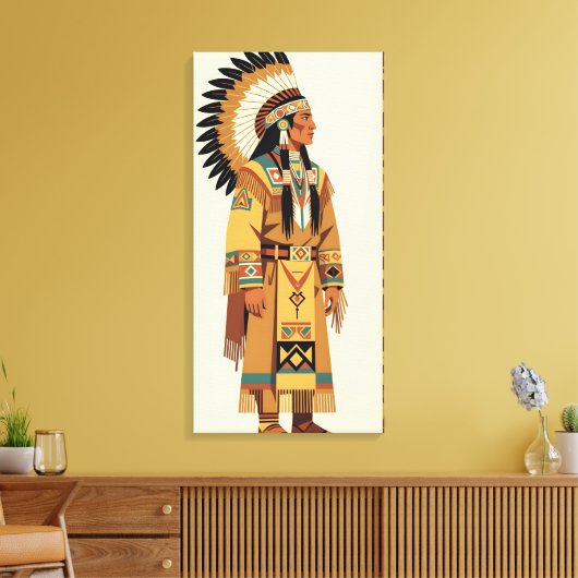 Inheemse Amerikaanse Chief Canvas Afdruk (Insitu (Woonkamer))