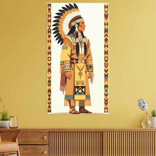 Inheemse Amerikaanse Chief Canvas Afdruk (Insitu (Woonkamer))