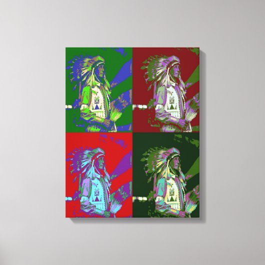 Inheemse Amerikaanse Chief Pop Art Canvas Afdruk (Voorkant)