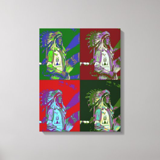Inheemse Amerikaanse Chief Pop Art Canvas Afdruk (Voorkant)