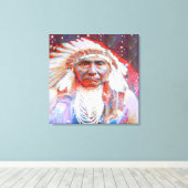 Inheemse Amerikaanse Crazy Horse Canvas Afdruk (Insitu (Houten vloer))