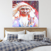 Inheemse Amerikaanse Crazy Horse Canvas Afdruk (Insitu (Slaapkamer))