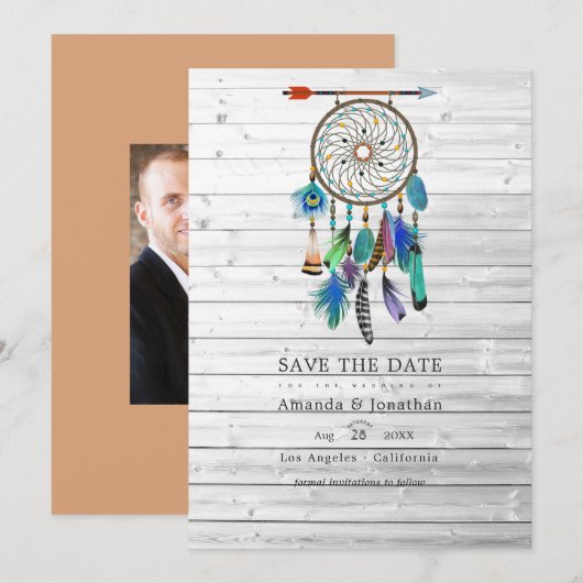 Inheemse Amerikaanse droomvanger boheem bruiloft Save The Date (Voorkant / Achterkant)