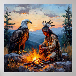 Inheemse Amerikaanse Geest Krachtige Vrijheid Deco Poster