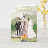 Inheemse Amerikaanse Gelukwensen op Uw Huwelijk Kaart (Gele Bloem)