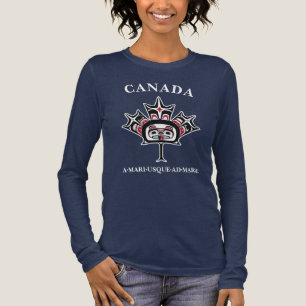 Inheemse Amerikaanse Haida-kunst Bever Esdoornblad Tri-Blend Shirt
