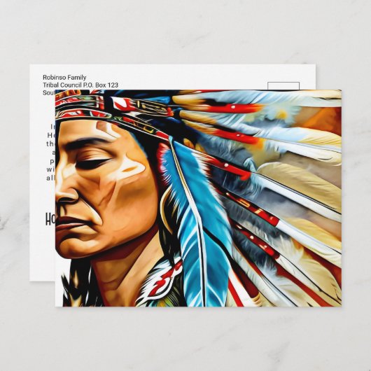 Inheemse Amerikaanse hoofdtooi etnische kunststam Briefkaart (Voorkant / Achterkant)