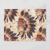 Inheemse Amerikaanse hoofdtooi etnische kunststam Briefkaart (Voorkant)