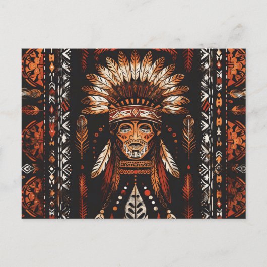 Inheemse Amerikaanse hoofdtooi etnische kunststam Briefkaart (Voorkant)