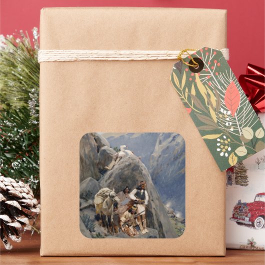 Inheemse Amerikaanse Iconen: Apache Krijgers, Amer Vierkante Sticker (Feestdagen)