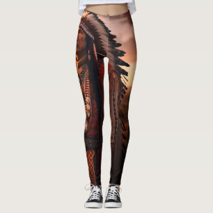 Inheemse Amerikaanse Indiaanse Chief op Aangepaste Leggings