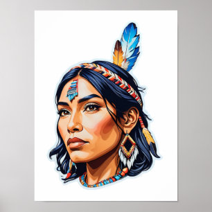 Inheemse Amerikaanse Indiaanse Dame Poster