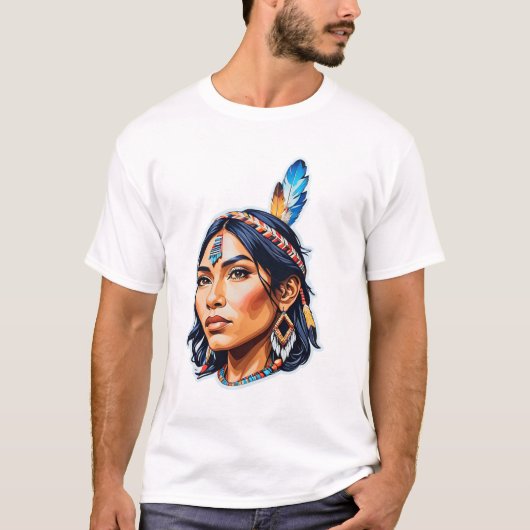 Inheemse Amerikaanse Indiaanse Dame T-shirt (Voorkant)