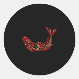 Inheemse Amerikaanse indiaanse zalm vis totem paci Ronde Sticker
