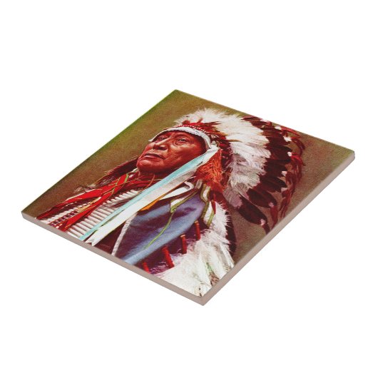 Inheemse Amerikaanse Indiase    CheifCeramic Tile Tegeltje (Zijkant)