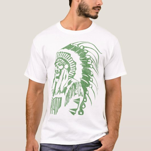 Inheemse Amerikaanse Indische Vintage (Groen) T-shirt (Voorkant)