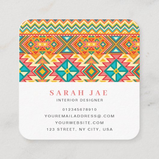 Inheemse Amerikaanse inheemse Indiaanse Hippie Vierkante Visitekaartje (Achterkant)