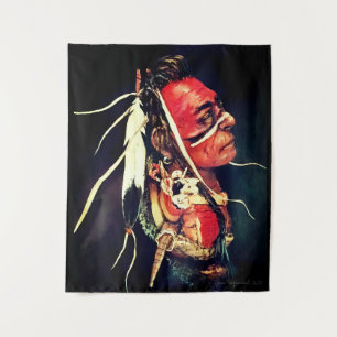 Inheemse Amerikaanse "Kaw Warrior" Wandkleed
