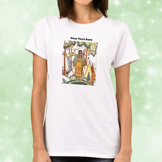 Inheemse Amerikaanse Lady Waterfall Tepee borduurw T-shirt