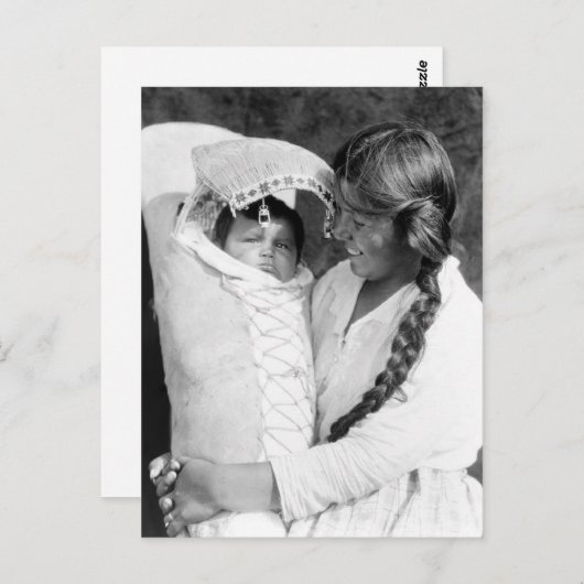 Inheemse Amerikaanse moeder met haar papsaus Briefkaart (Voorkant / Achterkant)