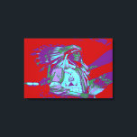 Inheemse Amerikaanse Pop Art Canvas Afdruk<br><div class="desc">Een pop-artwerk van een indiaan</div>